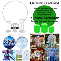Décoration de fête de fond en tissu personnalisé de 6 pieds avec socle à dessert cylindre thème du cirque couverture de support de toile de fond de cercle rond de 2m