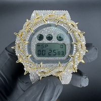 Boîtier de montre en laiton avec griffes serties de moissanite VVS, style Hip Hop de luxe, pièces de rechange pour hommes, pour DW6900, vente en gros