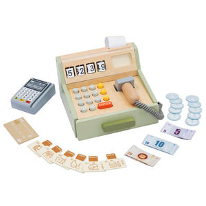 HappyJack <span class=keywords><strong>jeu</strong></span> pour enfants en bois Shopping <span class=keywords><strong>Settlement</strong></span> jouet supermarché caisse enregistreuse distributeur automatique de pièces pour garçons filles Promotion - Product Image 1