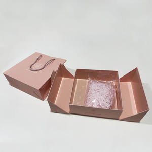 Caja rígida de lujo para San Valentín, cartón de papel rosa, caja de embalaje de papel para envolver regalos de doble puerta - Product Image 1