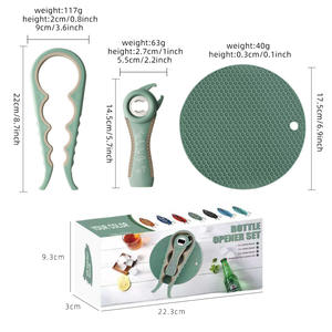 Ensemble d'ouvre-bouteilles multifonctionnel en silicone avec logo personnalisable pour ouvrir facilement les bouteilles <span class=keywords><strong>de</strong></span> bière, les bocaux, les tire-bouchons en métal inoxydable - Product Image 2