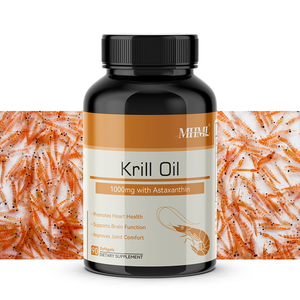 Cápsulas de Óleo de Krill 1000 mg da Marca do Fabricante OEM, 400 g de Astaxantina, Suplemento para Adultos com 90 Cápsulas - Product Image 1