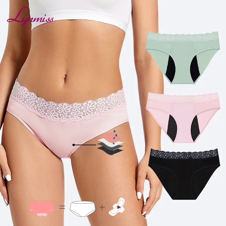 Accept Custom Eco Friendly Reusable Absorbent Nylon Elastic Culotte Menstrual Period Panties