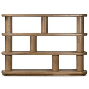 Simple Modern Column Design Home Use Commodity Shelf Rack <b>Solid</b> <b>Wood</b> Freestanding Wide <b>Bookcase</b> - Product Image 3