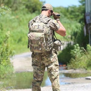 Multicam 30L Daypack Molle Rucksack Leather Handle Removable Chest Belt Outdoor <b>Hiking</b> Hunting Fishing <b>Camping</b> Tactical Backpack - Product Image 6