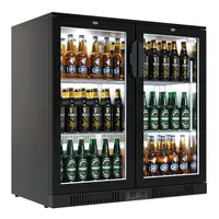 Mini réfrigérateur de bar à double porte sous comptoir 210L, température unique, refroidissement par air électrique, pour boissons, bière, etc.