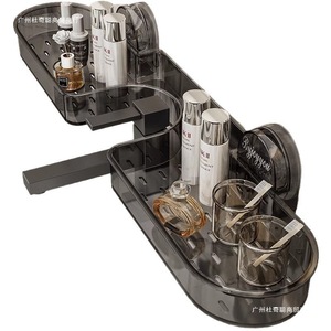 Étagère murale de salle de bain en plastique à ventouse pour lavabo, miroir et robinet - Product Image 5
