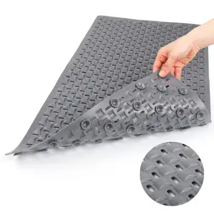 Factory Direct Soft PVC Odorless Bathroom Mat With Strong Suction Cup Drain Hole Home Hotel Non Slip Bath Mat Machine Washable