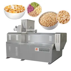 Linha de processamento de flocos de milho e aveia, cereais para café da manhã, máquina de fazer flocos, novo design, 2024