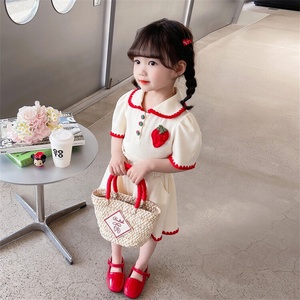 Set Pakaian Bayi Perempuan Musim Panas Kaos Anak Celana Pendek 2 Potong Setelan Stroberi Pakaian Kasual Olahraga Anak Pakaian Bayi 2-8 Tahun - Product Image 3