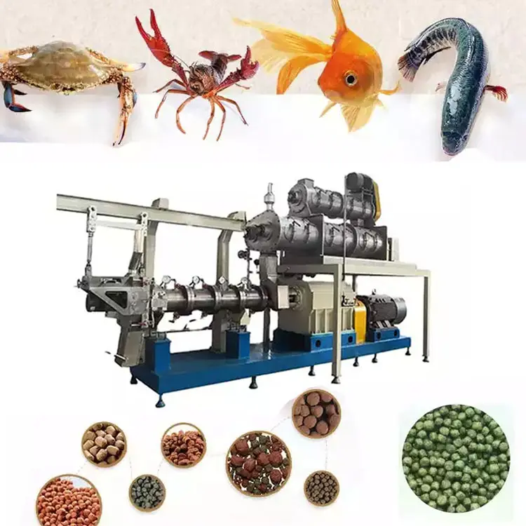 Máquina de alimentación de peces flotante, extrusora de alimentos de pescado con CE, gran capacidad, fabricación de alimentos de peces