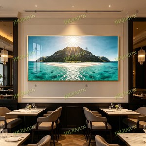 Peinture murale LED personnalisée en porcelaine cristalline, anti-UV, encadrée, motif île tropicale, paysage marin, pour salon, décoration intérieure, vente en gros - Product Image 5