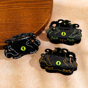 CANYUAN 8,5 cm negro UV impreso acetato pinzas para el cabello personalizado lindo ojos pulpo Animal garra Clip accesorios para el cabello - Product Image 1