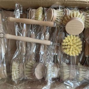 Wooden Handle Natural Sisal Bristle Cleaning Dish <b>Brush</b> Pot Pan Bowl <b>Scrub</b> <b>Brush</b> for Kitchen - Product Image 6