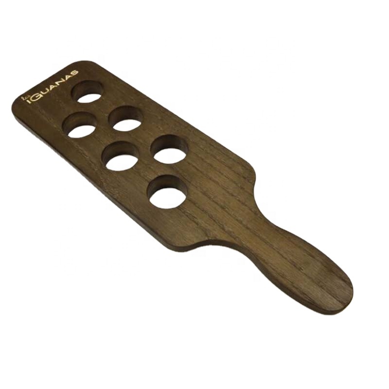 Cheap Wooden Beer Flight Paddle 6Shot Glass Drink Paddle
