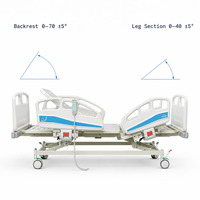 Lit d'hôpital électrique à 5 fonctions, lit de soins infirmiers réglable pour patients avec barrières latérales en ABS, verrous centraux, roulettes, OEM
