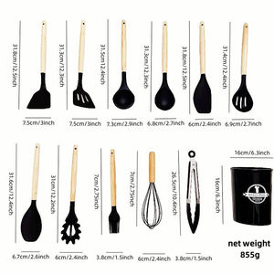 スパチュラセット キッチン用品 調理器具 ハイリ ノンスティック 耐熱 シリコン 木製ハンドル カスタムカラー 在庫あり カスタムロゴ - Product Image 4