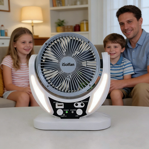 Ventilateur de table solaire portable rechargeable intelligent personnalisé avec éclairage LED extérieur et fonction de refroidissement par air électrique - Product Image 2