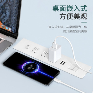 ปลั๊กไฟแบบฝังโต๊ะพร้อมเต้ารับ AC 4 ช่อง, USB-A 2 ช่อง และพอร์ต Type-C 1 ช่อง สำหรับโต๊ะทำงาน ห้องประชุม และห้องนอน - Product Image 1