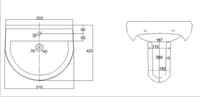 ORTONBATH lavabo semi-piédestal évier de salle de bain demi piédestal lavabo suspendu ensemble de toilette salle de bain lavabo en céramique