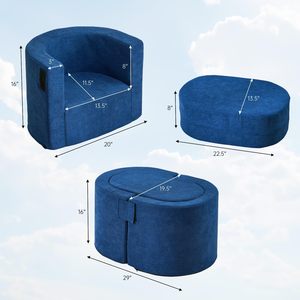 Children's Modular <b>Sofa</b> Set High Density Foam Fabric Washable Cover 2 Seater For Kids Playroom - Product Image 3