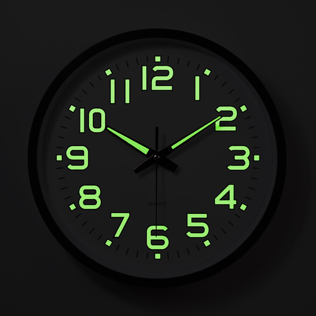 2021 Cheap Round Face Plastic Night Light Luminous Wall Clock