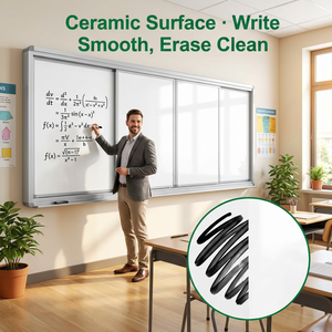 Grand tableau blanc magnétique personnalisé pour salle de classe, fixation murale, surface émaillée, taille standard, tableau noir coulissant - Product Image 3