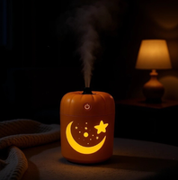 Diffuseur d'huiles essentielles en forme de citrouille, humidificateur aromathérapeutique, veilleuse lune et étoiles, 7 couleurs LED, pour chambre à coucher