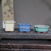 Mini pot de jardinage en céramique Yixing Zisha, poterie artisanale, petit pot à bonsaï et succulentes, finition émaillée, écologique, avec drainage