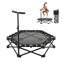 Trampolín Plegable Hexagonal Negro con Marco de Acero, Capacidad de Carga Máxima de 150 kg, Grado Comercial, Rebounder para Gimnasio en Casa, Disponible en España