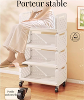 Chariot métallique multi-étages sur roulettes, organisateur de rangement polyvalent avec étagères grillagées pour cuisine/salle de bain/porte-collations, robuste