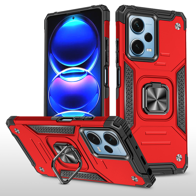 Magnetic TPU+PC Shockproof Armor Fundas Para Celulares Case for Redmi Note 12 11 10 9 Pro Back Cover with Bracket Ring Holder