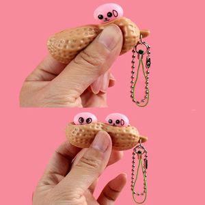 Porte-clés anti-stress en forme de cacahuète, jouet sensoriel infini en forme de haricot edamame, jouet à presser anti-anxiété pour enfants - Product Image 1