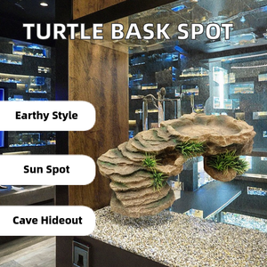 수족관 및 테라리움을위한 거북이 Basking 플랫폼 숨어있는 동굴 탱크 액세서리 Sh 애완 동물 제품 등반 파충류 - Product Image 2