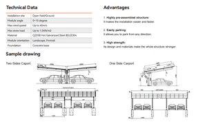 Système de montage solaire personnalisé, kit de structure de carport pour stationnement de voitures, solution innovante de carport solaire, carport solaire en aluminium - Product Image 5