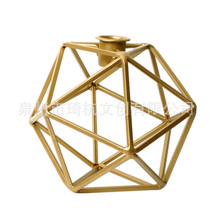 Porte-bougie hexagonal en métal, design géométrique doré, décoration de la maison, cadeau de mariage, ornement durable - Product Image 5