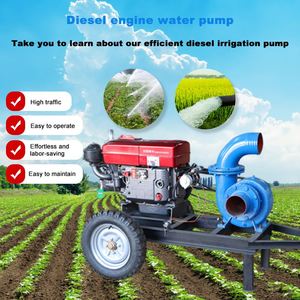 Pompe à eau diesel pour irrigation 100m Hea 12hp 100 Hp 10hp 12 Hp, moteur diesel monté sur remorque - Product Image 2
