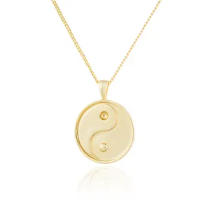 Mücevher 925 ayar gümüş takı çin yin yang sikke charm minimalist uzun zincir kolye gerçek altın