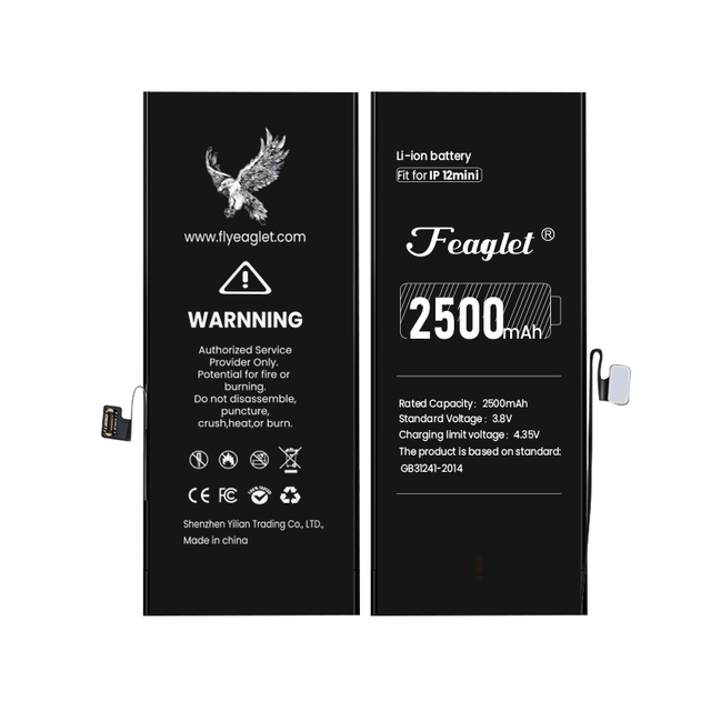 Feaglet High Capacity Battery 12 Mini Mobile Phone 2500 MAh Lithium Battery for iPhone 12Mini Grade Battery