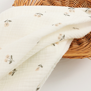 Kain Selimut Bayi Baru Lahir Bahan Muslin Katun Organik 100% Bermotif Bunga Super Lembut Kustom Double Gauze - Product Image 3