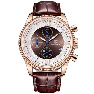 Reloj Deportivo de Pulsera para Hombre BENYAR 5129, Cronógrafo de Cuarzo con Caja de Aleación y Correa de Cuero - Product Image 4