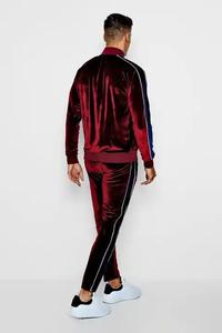 Ensemble survêtement personnalisé pour homme en velours, toucher moelleux, motif uni, sweat-shirt et pantalon de jogging avec impression personnalisée pour le printemps - Product Image 4