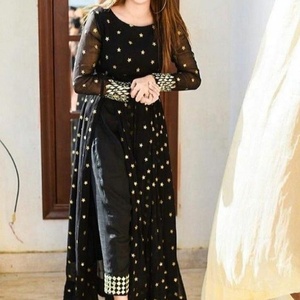 Trendy Stylish Heavy Long <b>Sequined</b> Lace <b>Jacket</b> Natural Waist Button Detail Pant Set Beautiful Applique Work Party Wedding Ethnic - Product Image 1