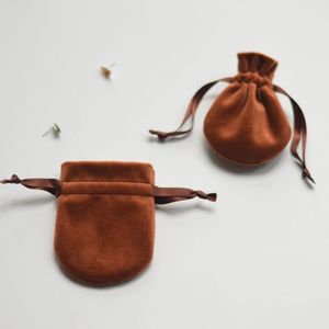 CSMD fabricants chinois quantité minimale de commande <span class=keywords><strong>1</strong></span> pièce prêt à expédier en gros luxe velours flanelle marron bijoux pochettes à cordon pour bagues - Product Image 4