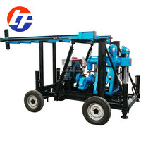 Offre Spéciale – Foreuse mobile portable à moteur diesel pour puits profonds de 200 m avec pompe à boue, boîte de vitesses et chariot sur roues