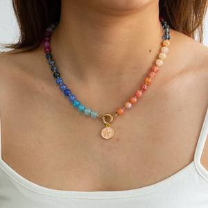 Zooying kalung manik-manik kristal permen batu permata campuran Chunky buatan tangan pantai musim panas untuk wanita - Product Image 3