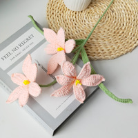 Fleurs d'orchidée au vent tricotées à la main haut de gamme pour vase, bouquet, décoration intérieure de mariage, ornements finis