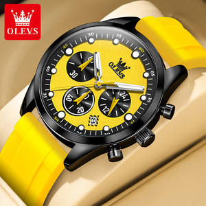 Montres pour hommes Olevs 5602, chronographe sport décontracté, montre-bracelet, grand cadran, aiguilles lumineuses, montres à quartz - Product Image 6