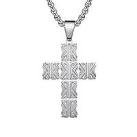Pendentif croix en acier titane, collier tendance original pour homme de style chinois en acier inoxydable estampé et électroplaqué