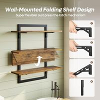 Étagères flottantes pour mur, étagères de cuisine de 24 pouces fixées au mur, étagère de bar à café à 3 niveaux avec supports pliables,